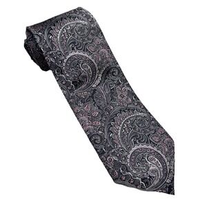 Pronto-Uomo Couture Grey Purple Woven Paisley Handmade‎ Silk Tie